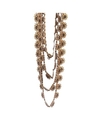 Ram Head Multistrand Ornate Chain Necklace Metal